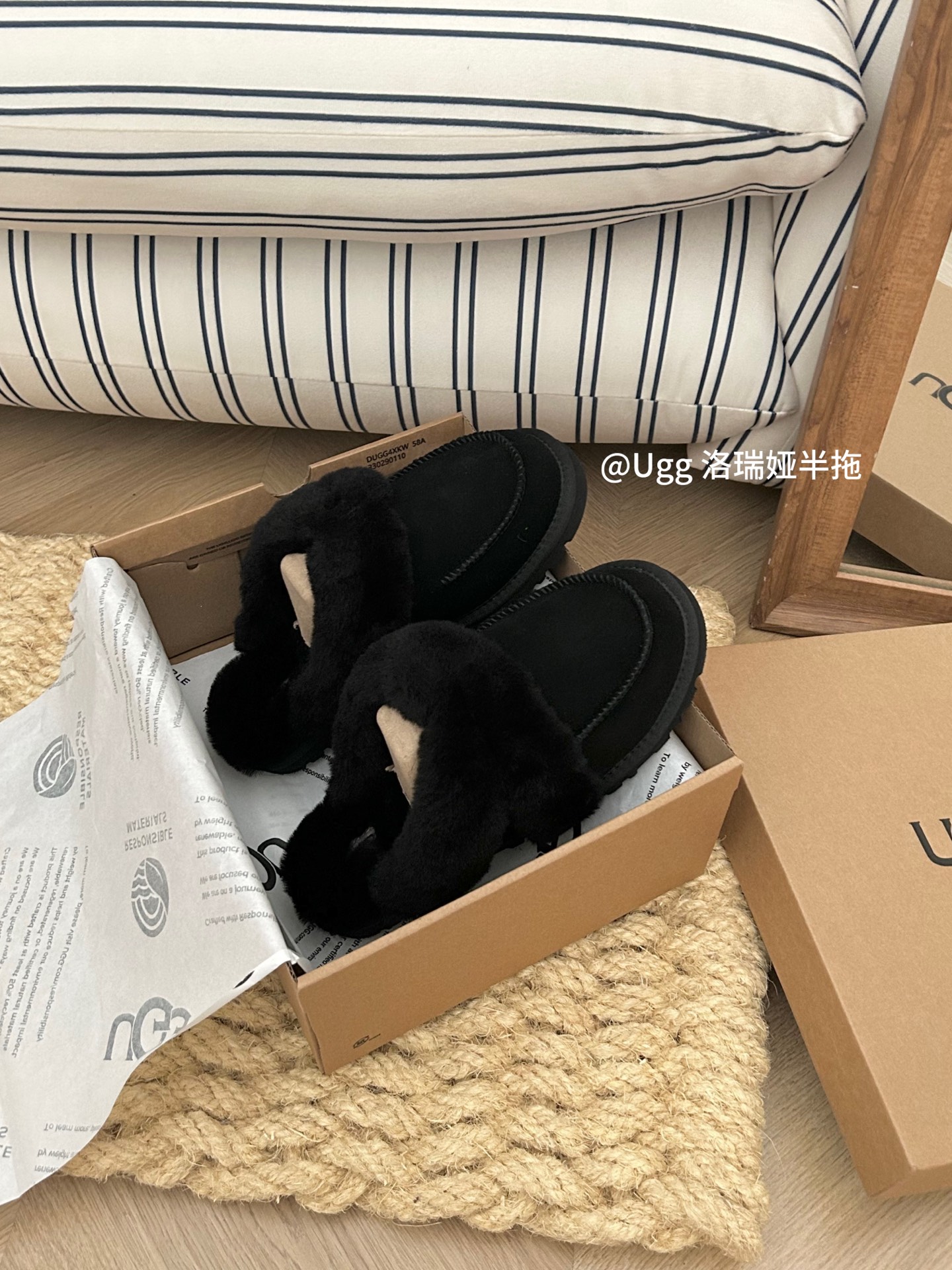 NO:615578,Ugg Loria black, half furry shoes19860909Ugg洛瑞娅黑色,半拖毛毛鞋,Women's Shoes