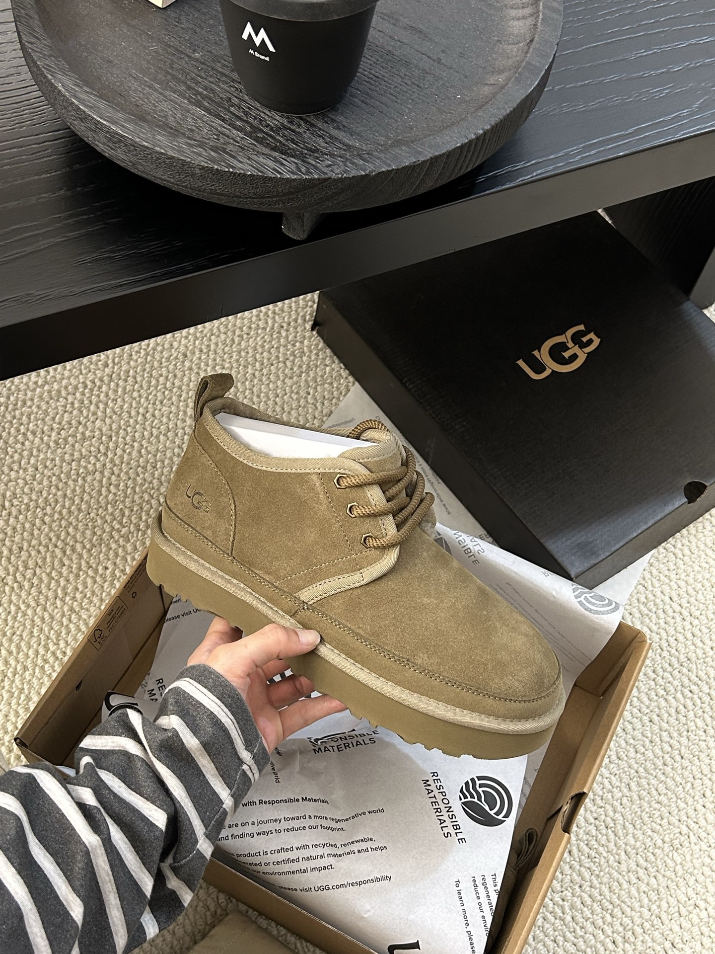 🔥UGG男款粗带小贝轻便男鞋，牛皮羊毛！舒适百搭三色：栗色。羚羊 黑色 ！码数：40-44码！