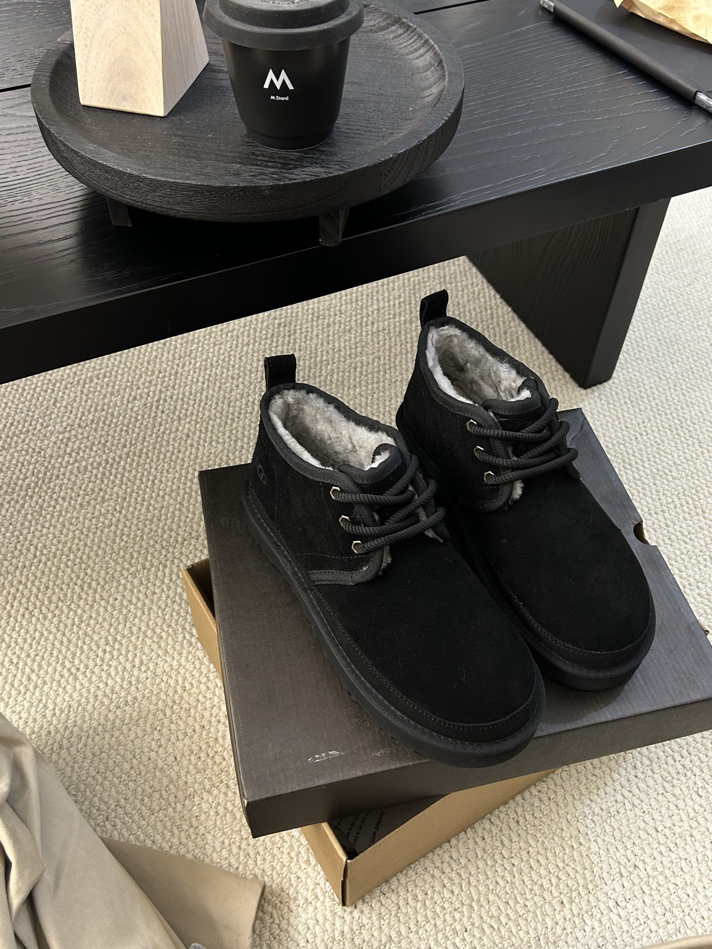 🔥UGG男款粗带小贝轻便男鞋，牛皮羊毛！舒适百搭三色：栗色。羚羊 黑色 ！码数：40-44码！