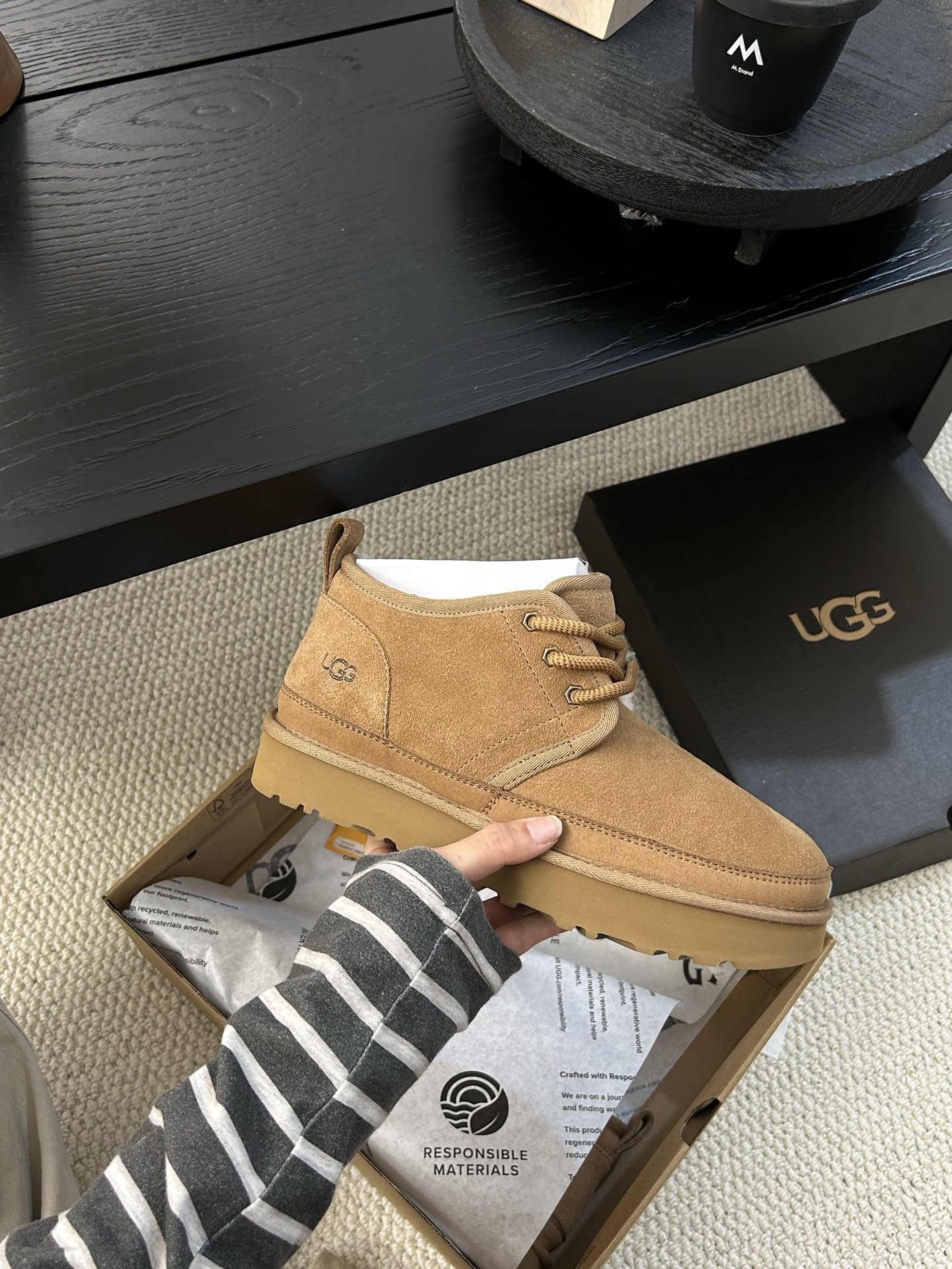 🔥UGG男款粗带小贝轻便男鞋，牛皮羊毛！舒适百搭三色：栗色。羚羊 黑色 ！码数：40-44码！
