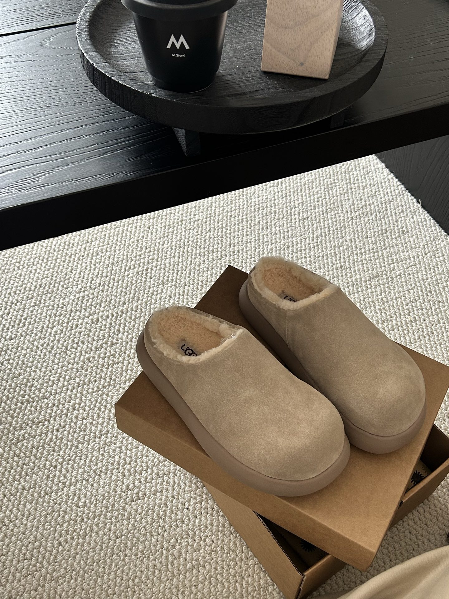 🔥🥔升级版厚底增高拖鞋，牛皮羊毛 小个子秒变大长腿 小红书主推款 颜色：栗色 胡桃木 羚羊 菜籽 ！码数
