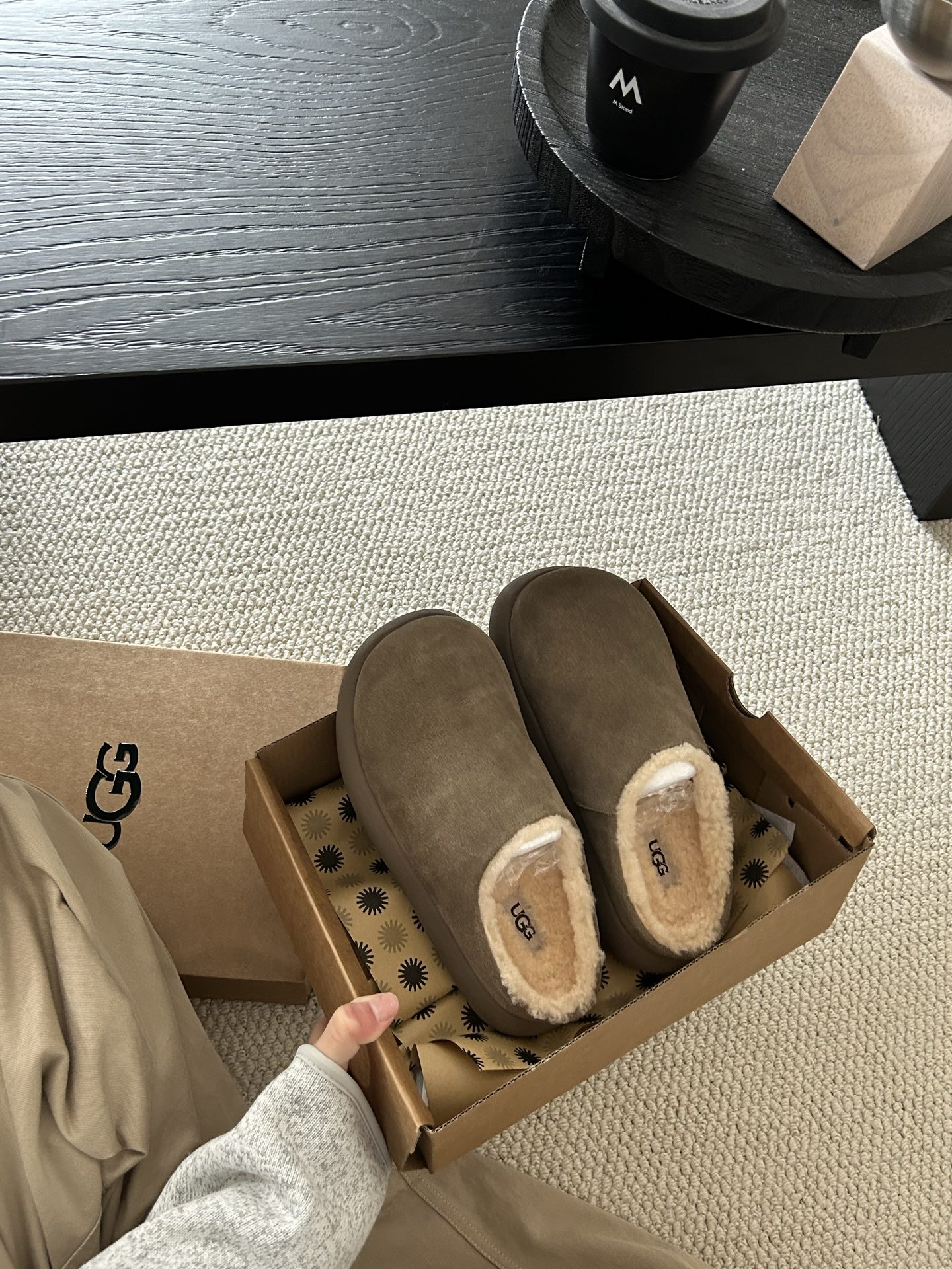 🔥🥔升级版厚底增高拖鞋，牛皮羊毛 小个子秒变大长腿 小红书主推款 颜色：栗色 胡桃木 羚羊 菜籽 ！码数