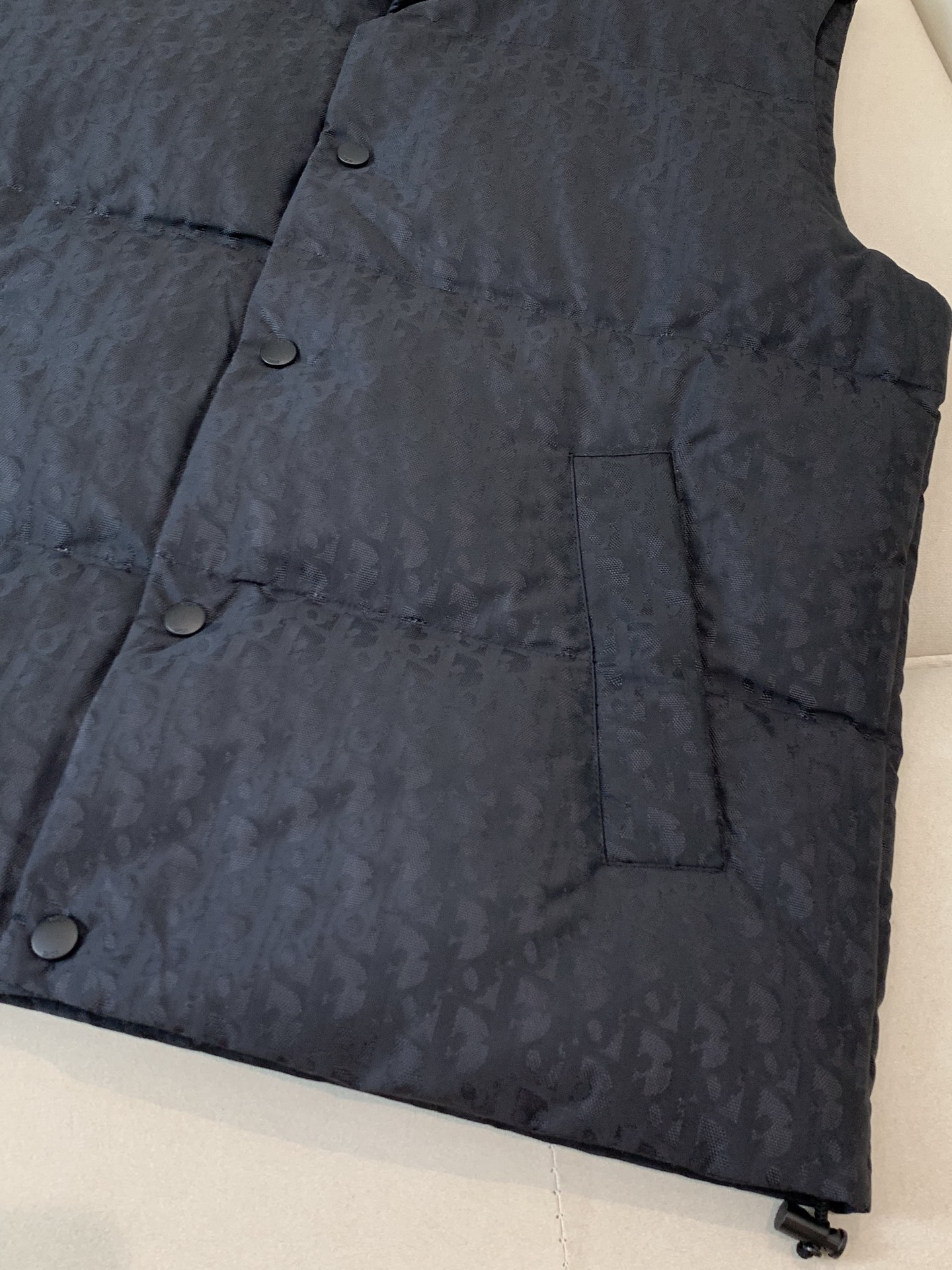 羽绒 Dior/迪奥家25SS爆款满印暗纹提花立领羽绒马甲 绗缝夹克灰色提花科技面料 Oblique 印