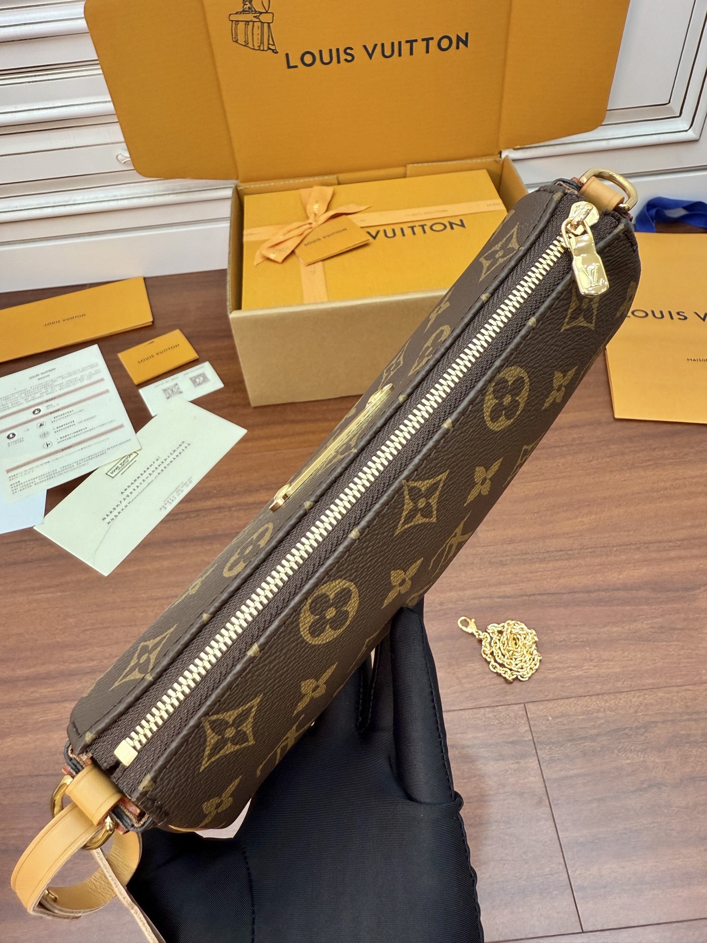 Louis Vuitton Brown Monogram Coated Canvas Cylinder Baguette with Chain 6 i1754558057317 854 0 5