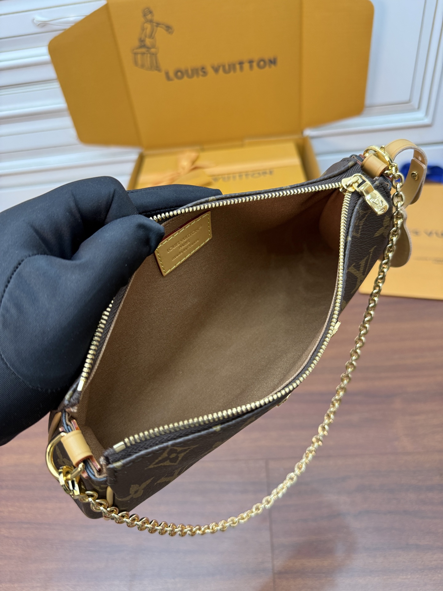 Louis Vuitton Brown Monogram Coated Canvas Cylinder Baguette with Chain 4 i1754558057318 1015 0 3
