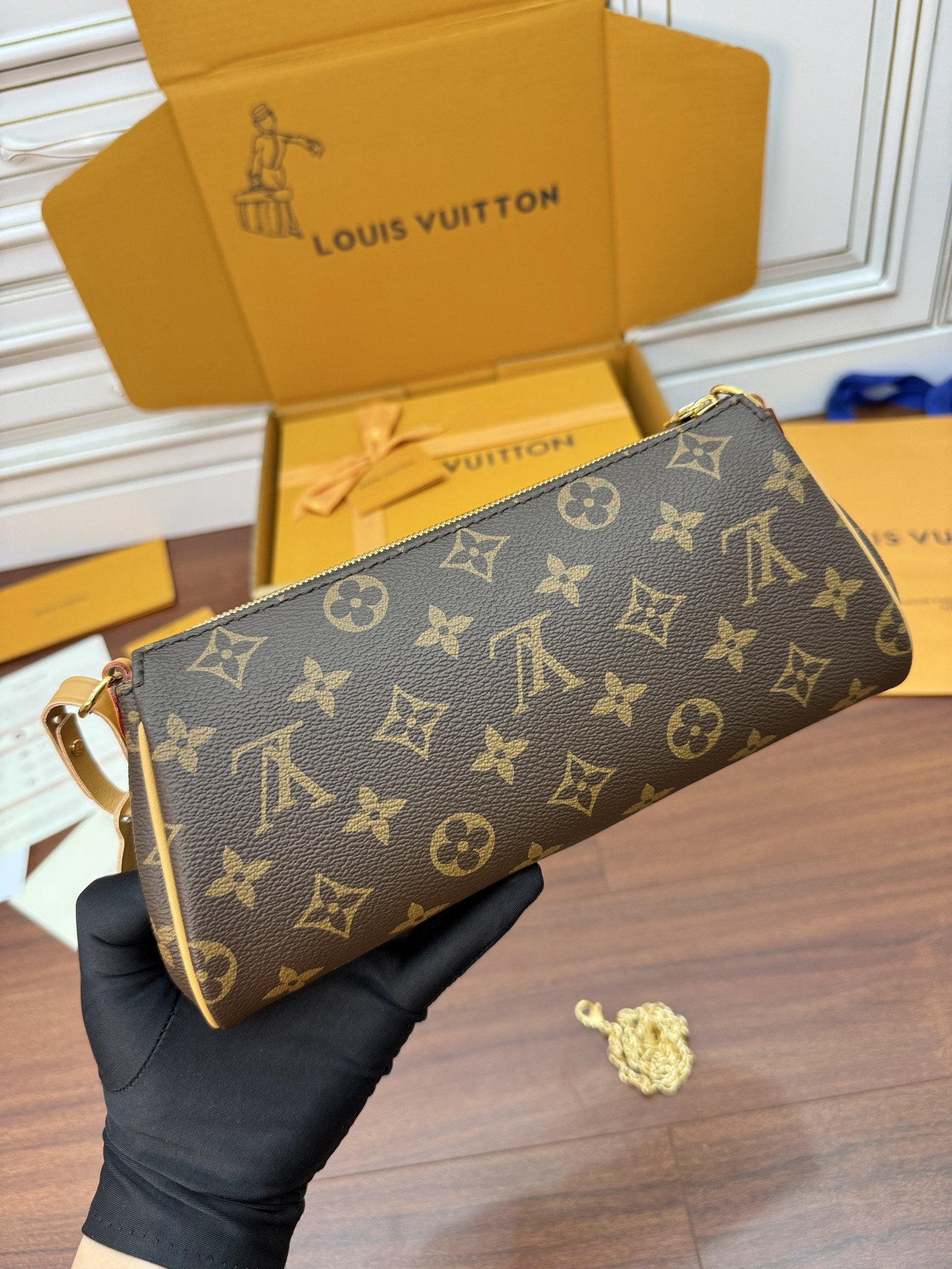 Louis Vuitton Brown Monogram Coated Canvas Cylinder Baguette with Chain 9 i1754558069663 8003 0 8