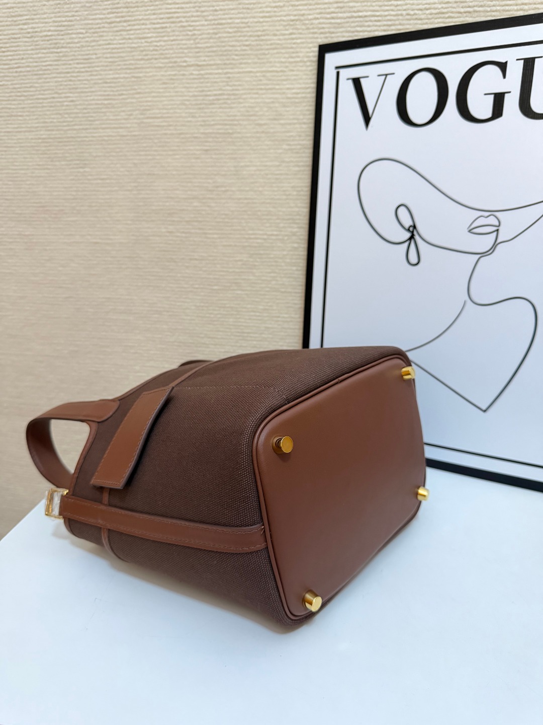Hermes Cargo Picotin Brown canvas and leather 18cm everyday