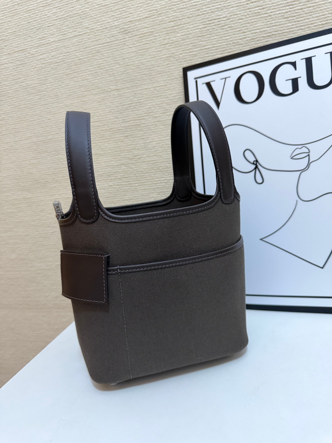 Hermes Cargo Picotin Brown canvas and leather 18cm everyday