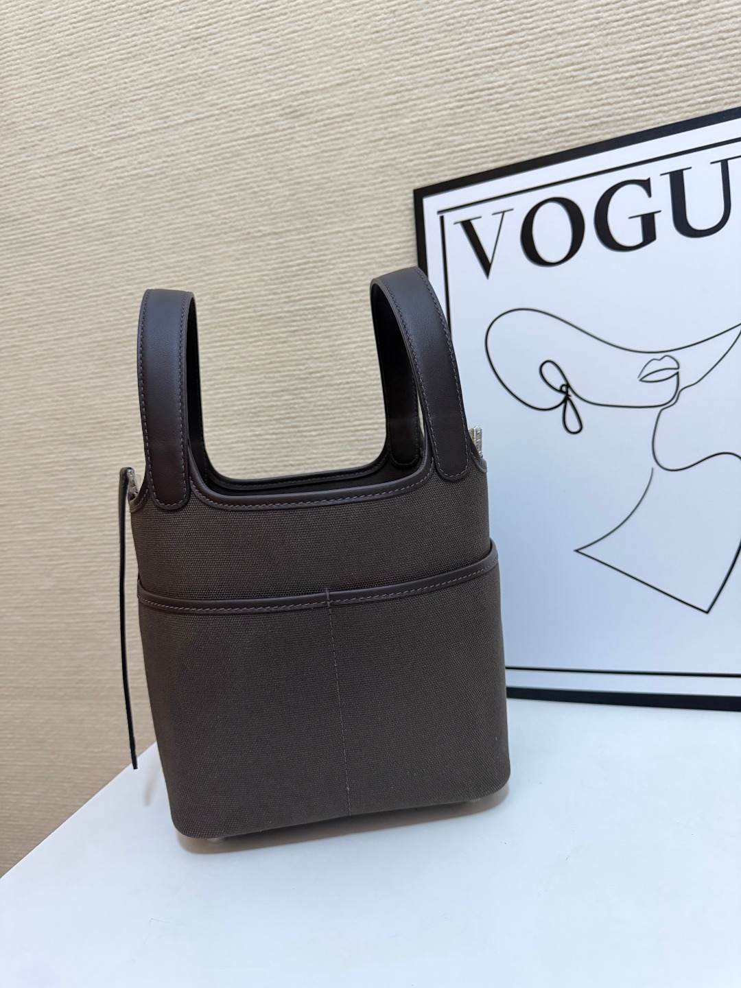 Hermes Cargo Picotin Brown canvas and leather 18cm everyday