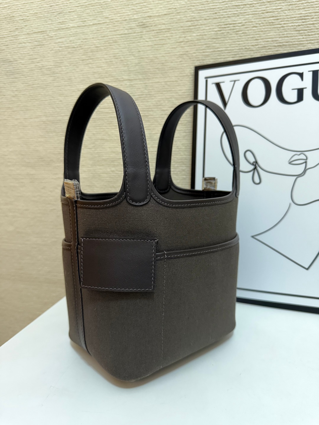Hermes Cargo Picotin Brown canvas and leather 18cm everyday