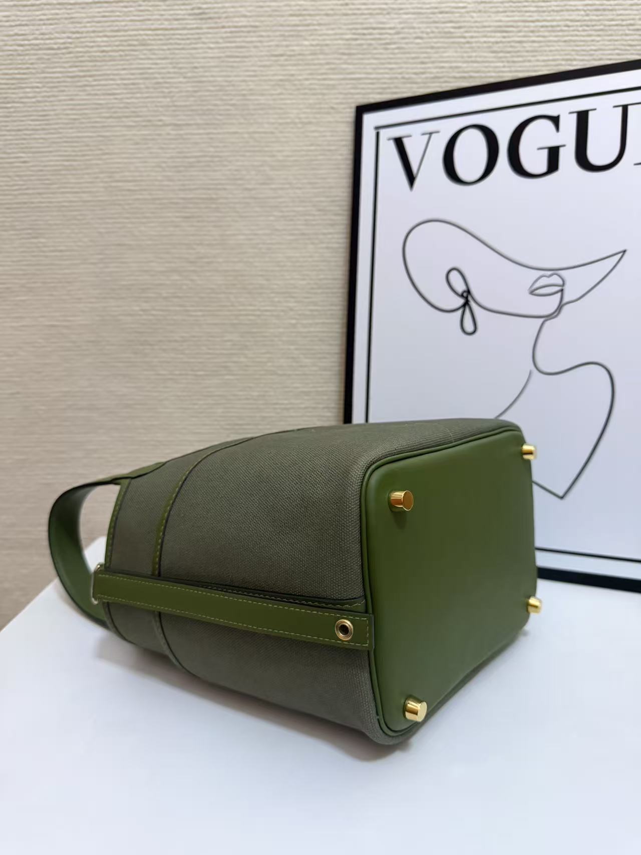 Hermes Cargo Picotin Olive Green canvas and leather 18cm everyday