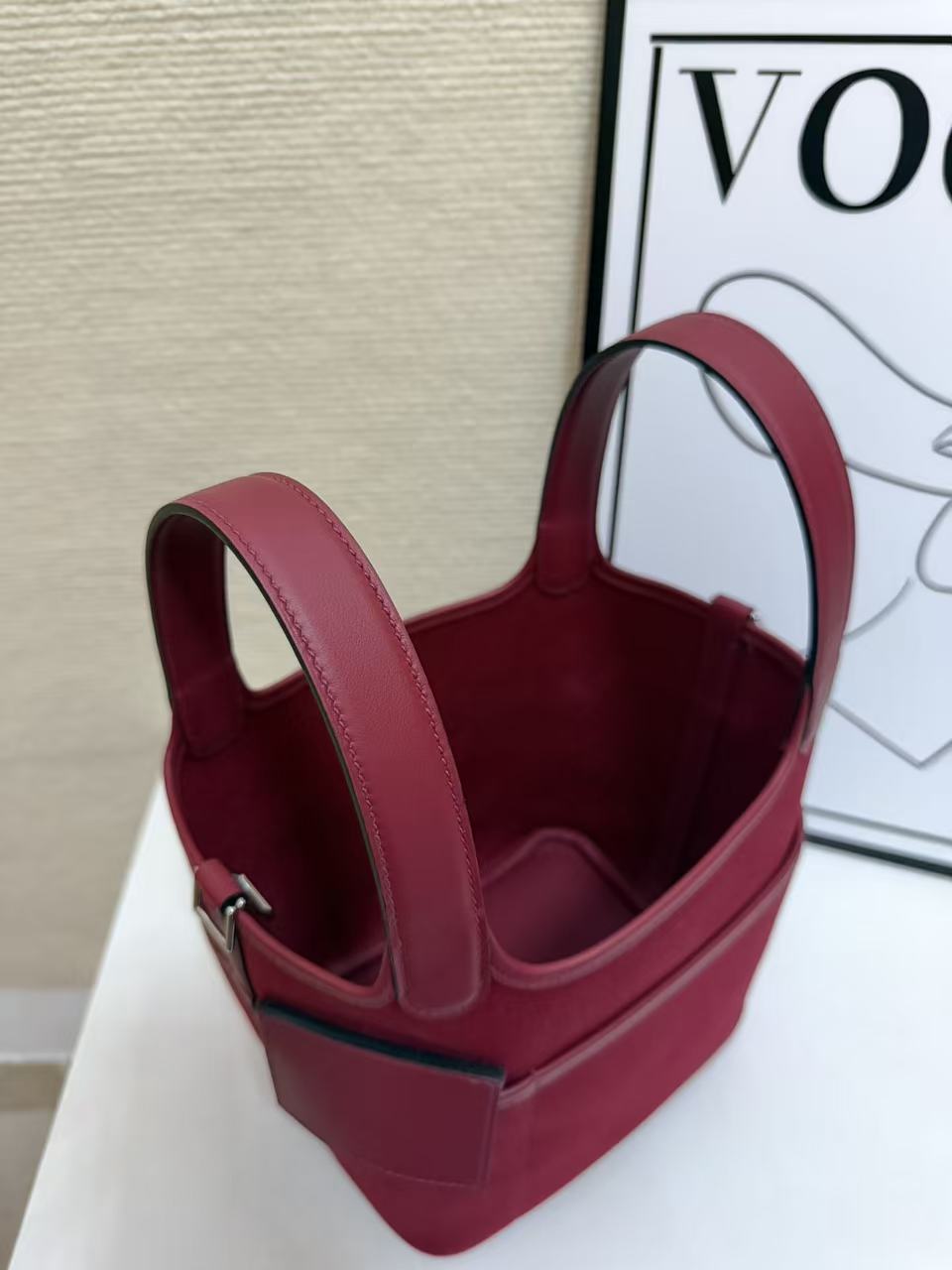 Hermes Cargo Picotin Red canvas with pink leather trim 18cm everyday