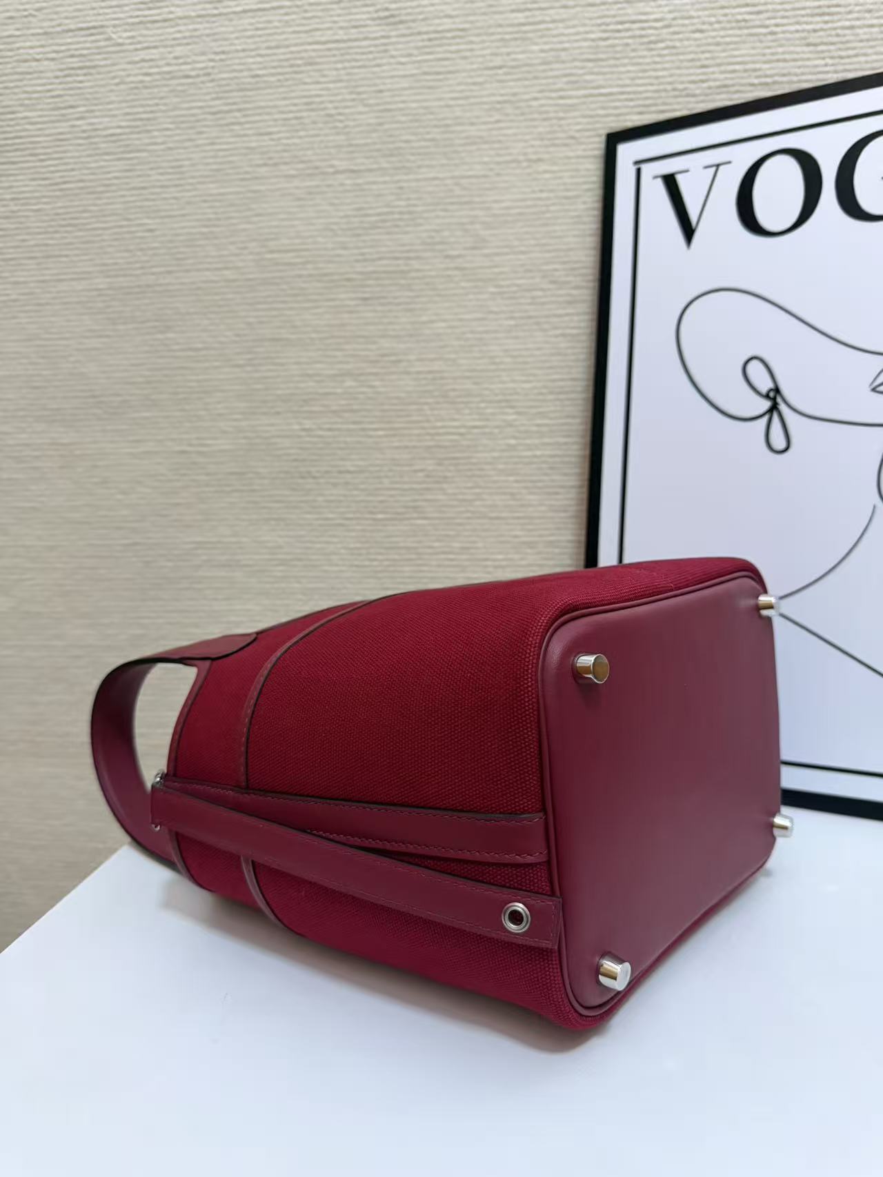 Hermes Cargo Picotin Red canvas with pink leather trim 18cm everyday