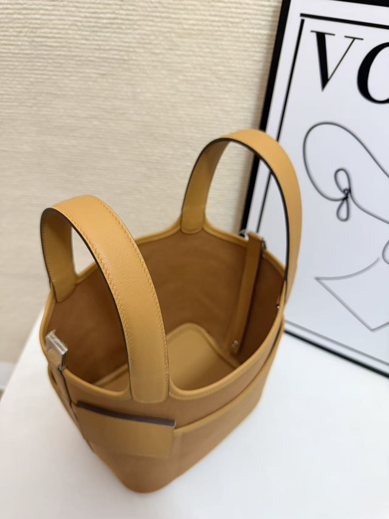 Hermes Cargo Picotin Tan canvas with beige leather 18cm everyday