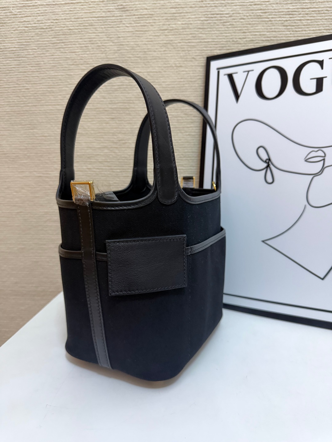 Hermes Cargo Picotin Black canvas and leather 18cm everyday
