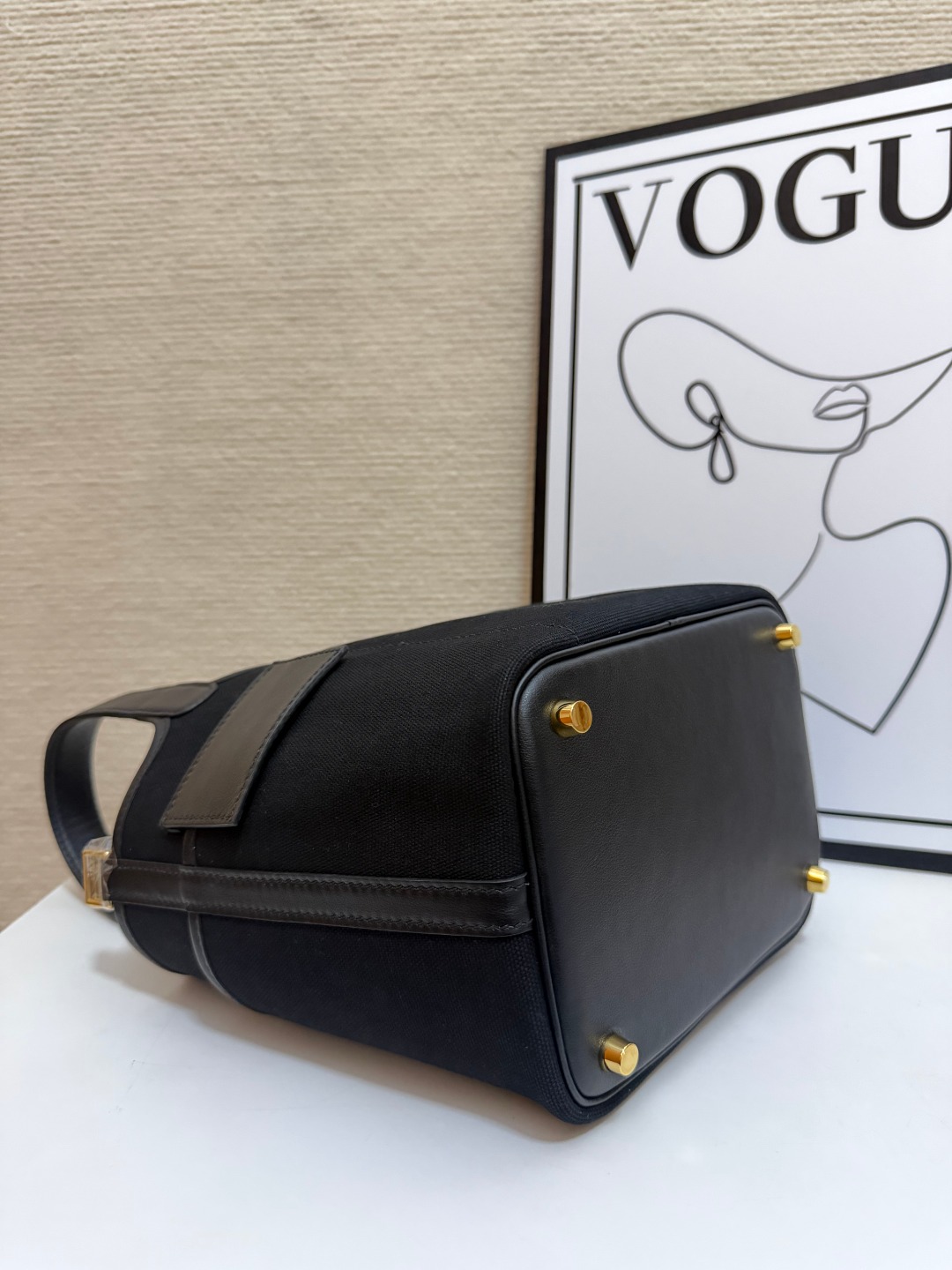 Hermes Cargo Picotin Black canvas and leather 18cm everyday