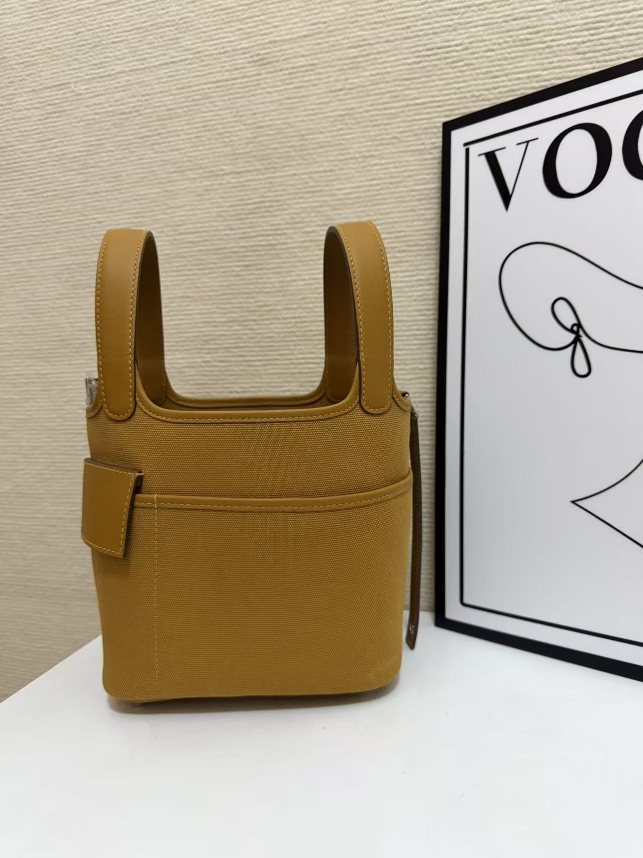 Hermes Cargo Picotin Mustard canvas and leather 18cm everyday