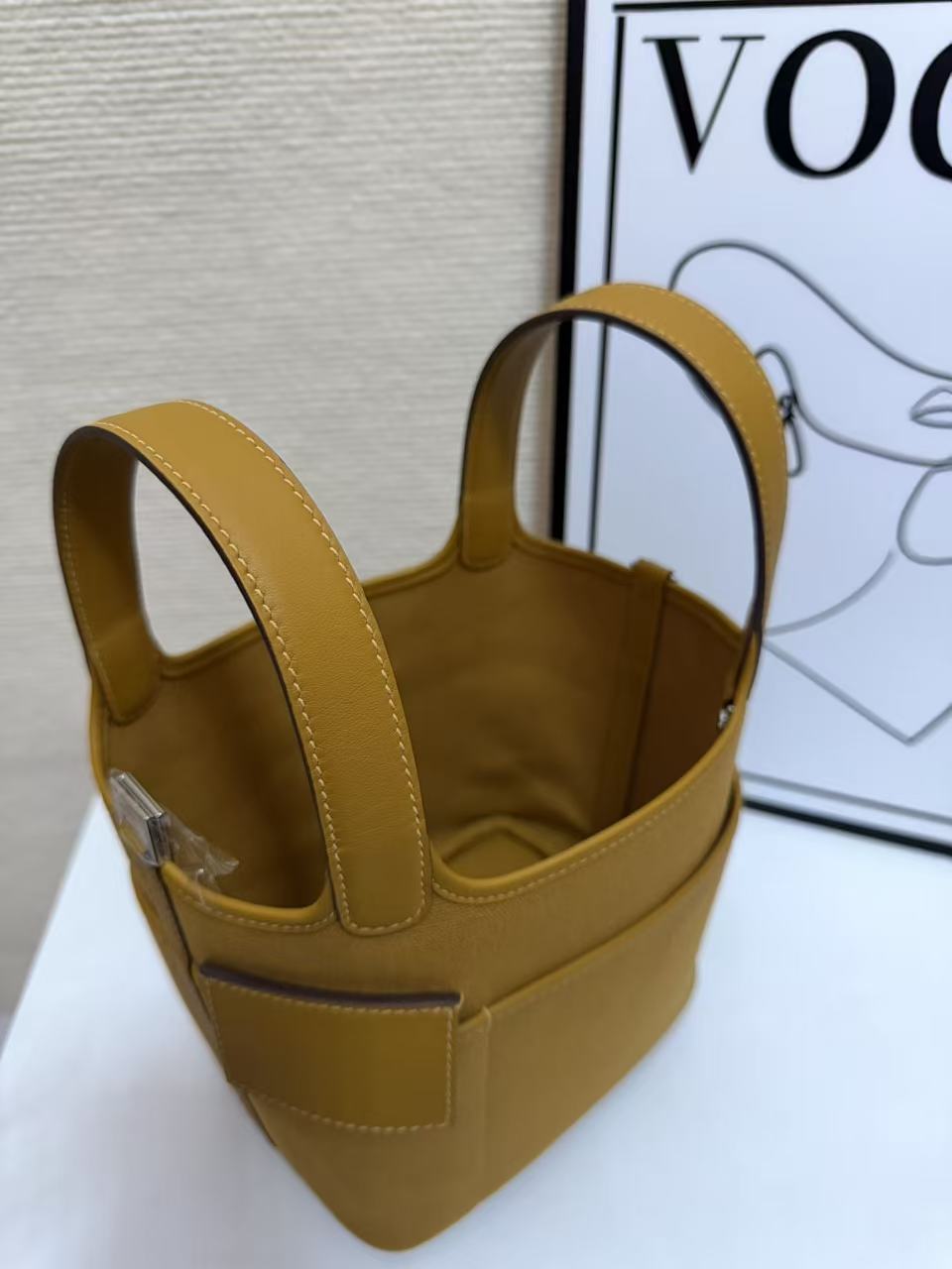 Hermes Cargo Picotin Mustard canvas and leather 18cm everyday