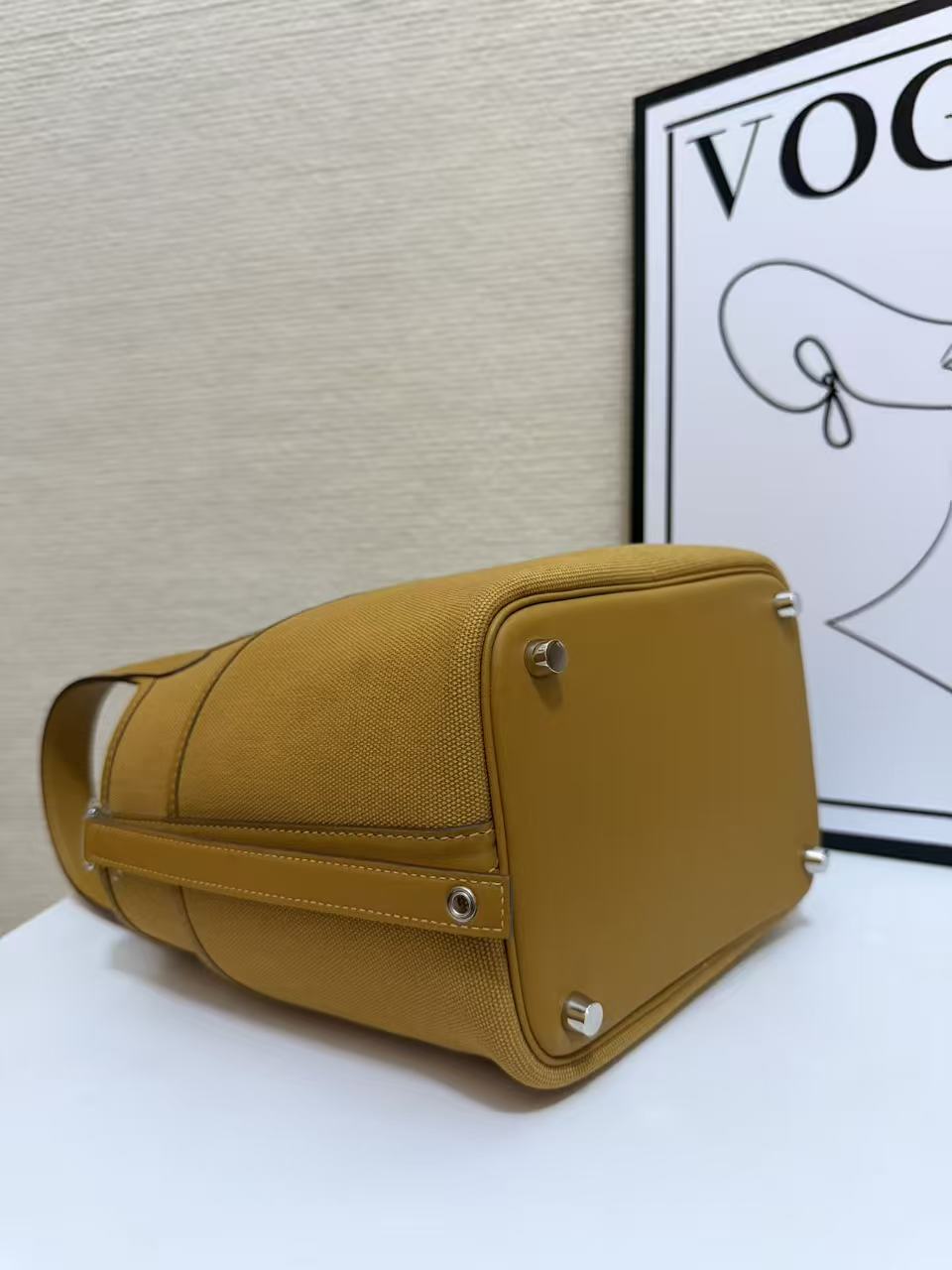 Hermes Cargo Picotin Mustard canvas and leather 18cm everyday