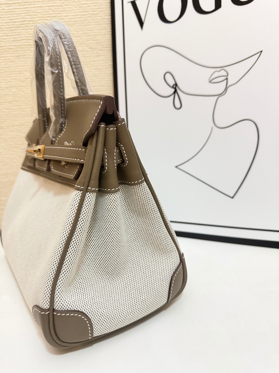 Hermes Birkin 30 Etoupe and Beige canvas 30cm everyday