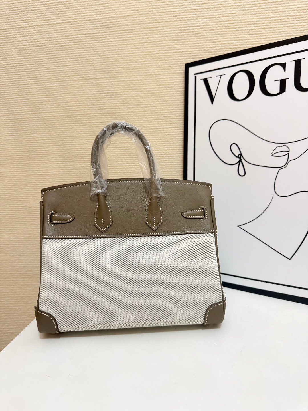 Hermes Birkin 30 Etoupe and Beige canvas 30cm everyday