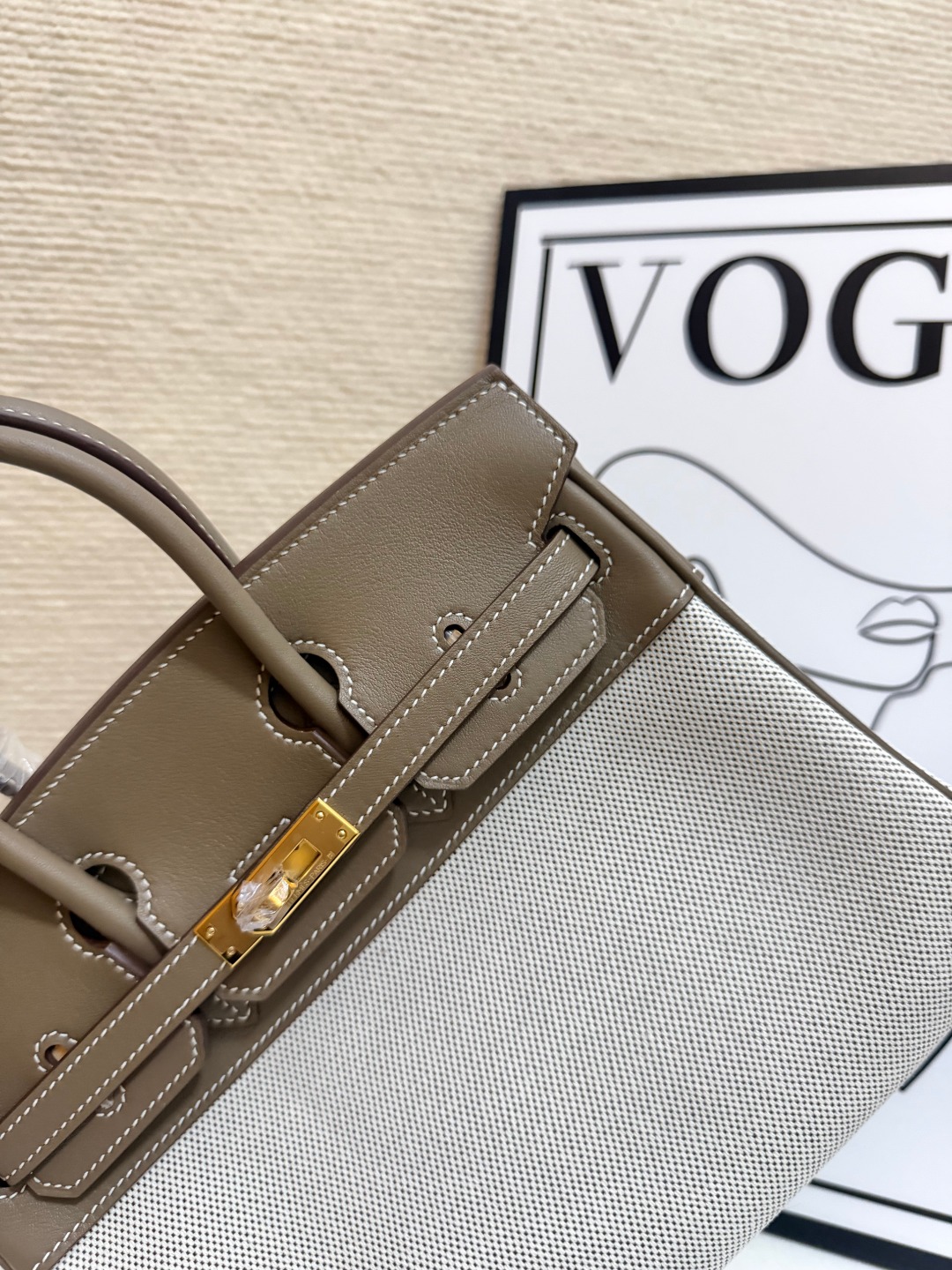 Hermes Birkin 30 Etoupe and Beige canvas 30cm everyday