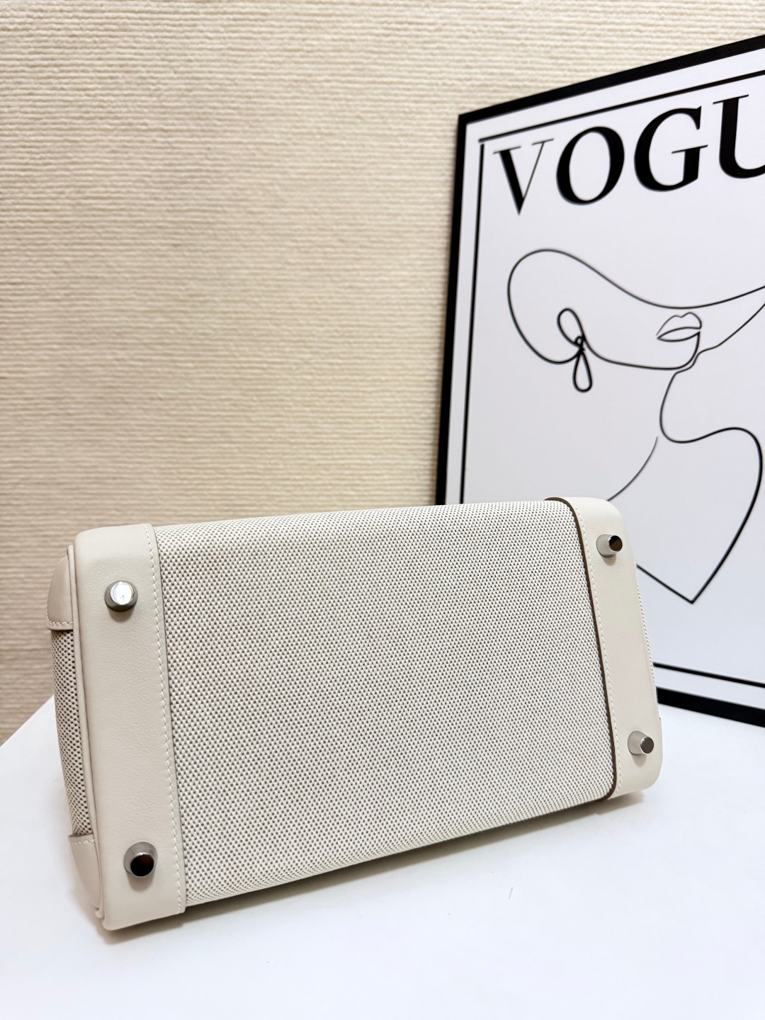 Hermes Birkin 30 Cream canvas and Swift leather 30cm work everyday