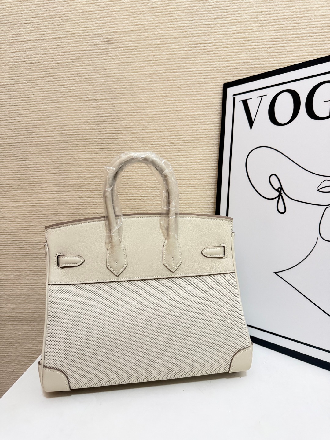 Hermes Birkin 30 Cream canvas and Swift leather 30cm work everyday