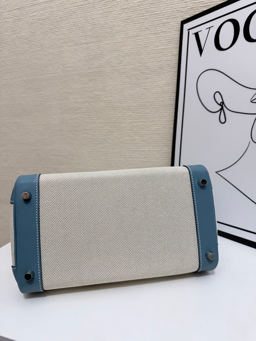 Hermes Birkin 30 Blue Swift and Beige canvas 30cm everyday