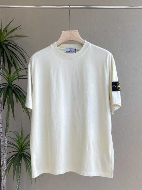 Stone Island Garment-Dyed Cotton T-Shirt, Short Sleeve, Vintage Wash, Badge Logo 1 Stone Island Garment-Dyed Cotton T-Shirt, Short Sleeve, Vintage Wash, Badge Logo