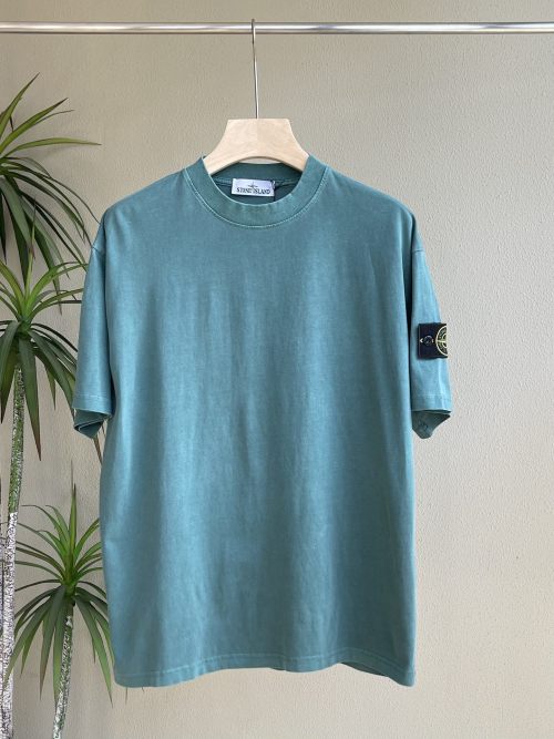 Stone Island Garment-Dyed Cotton T-Shirt - Vintage Style, Functional Design 1 Stone Island Garment-Dyed Cotton T-Shirt - Vintage Style, Functional Design