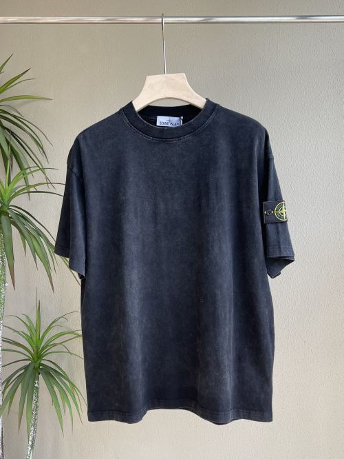 Stone Island Men's Garment-Dyed Washed Short Sleeve T-Shirt 1 Stone Island Men's Garment-Dyed Washed Short Sleeve T-Shirt