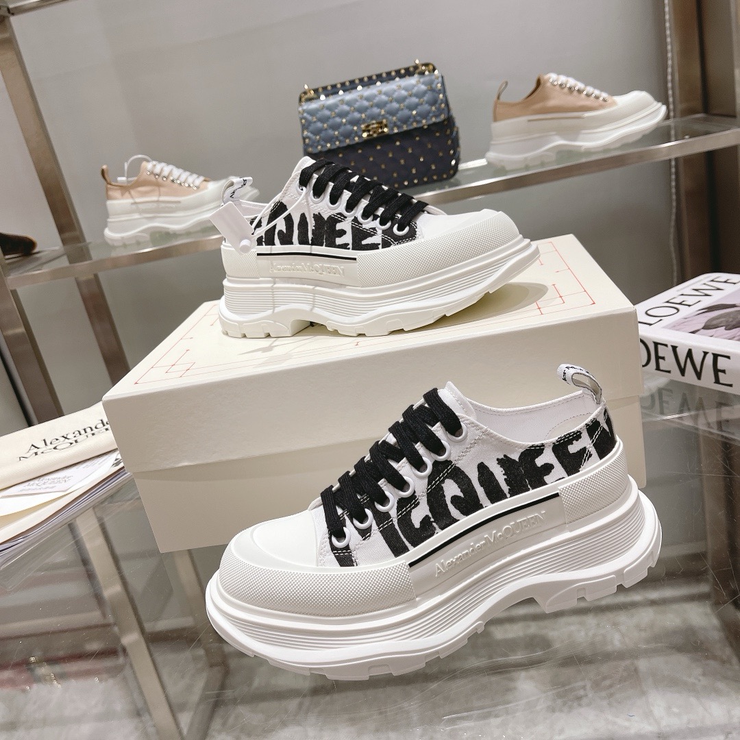 Alexander McQueen Graffiti Logo Canvas Platform 