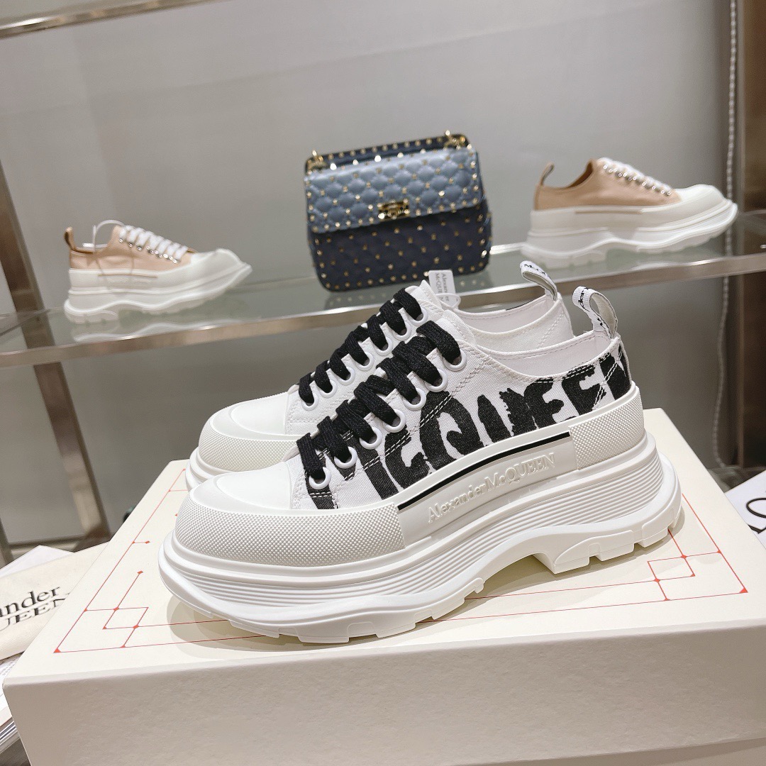 Alexander McQueen Graffiti Logo Canvas Platform 