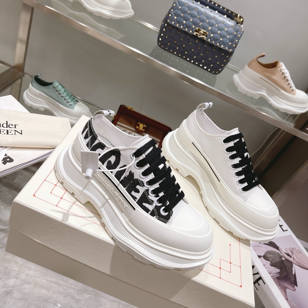 Alexander McQueen Graffiti Logo Canvas Platform 