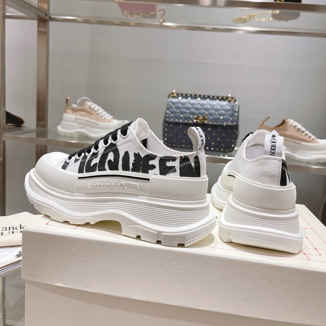 Alexander McQueen Graffiti Logo Canvas Platform 
