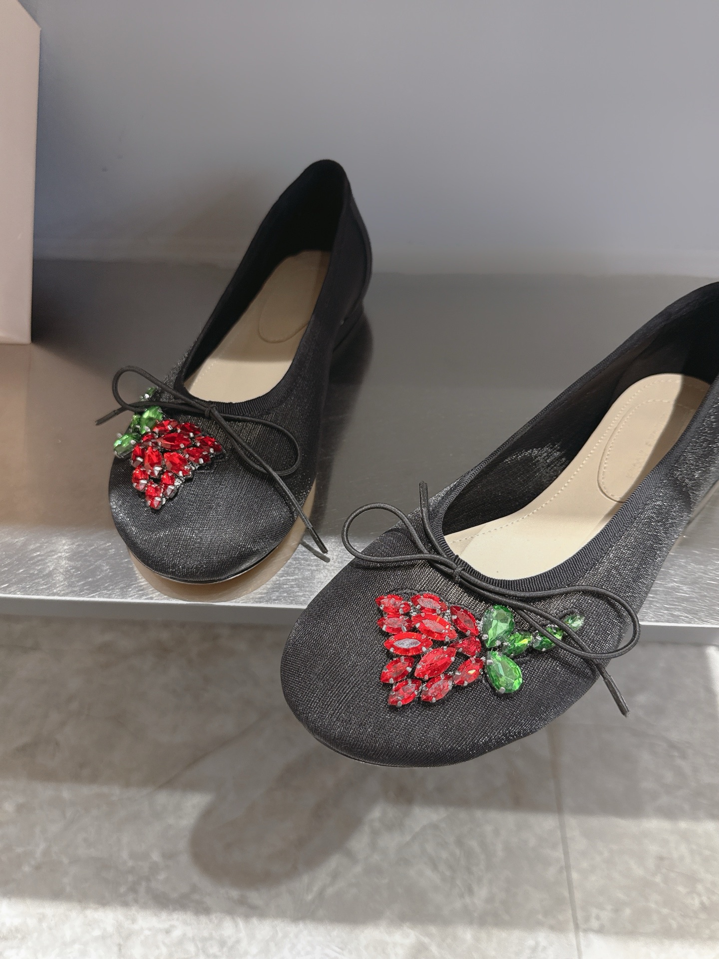 Simone Rocha Ballet Flats with Mesh and Crystal Embellishments - Mary Jane Style 1 Simone Rocha Ballet Flats with Mesh and Crystal Embellishments - Mary Jane Style