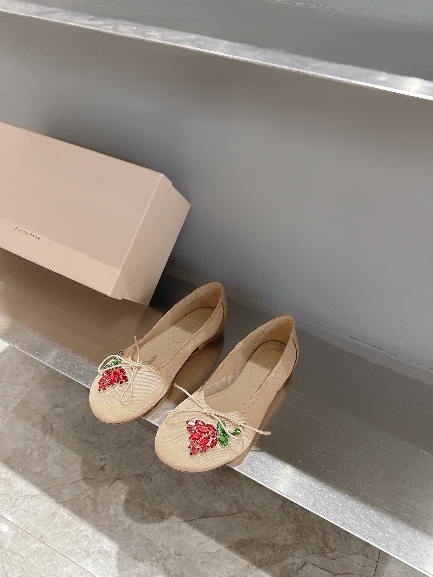 Simone Rocha Ballet Flats with Mesh and Jewel Embellishments 8 i1742740262518 3973 0 5