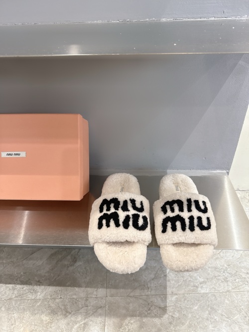 Miu Miu Genuine Sheepskin Wool Flat Slippers - Cozy & Stylish Fall/Winter 1 Miu Miu Genuine Sheepskin Wool Flat Slippers - Cozy & Stylish Fall/Winter