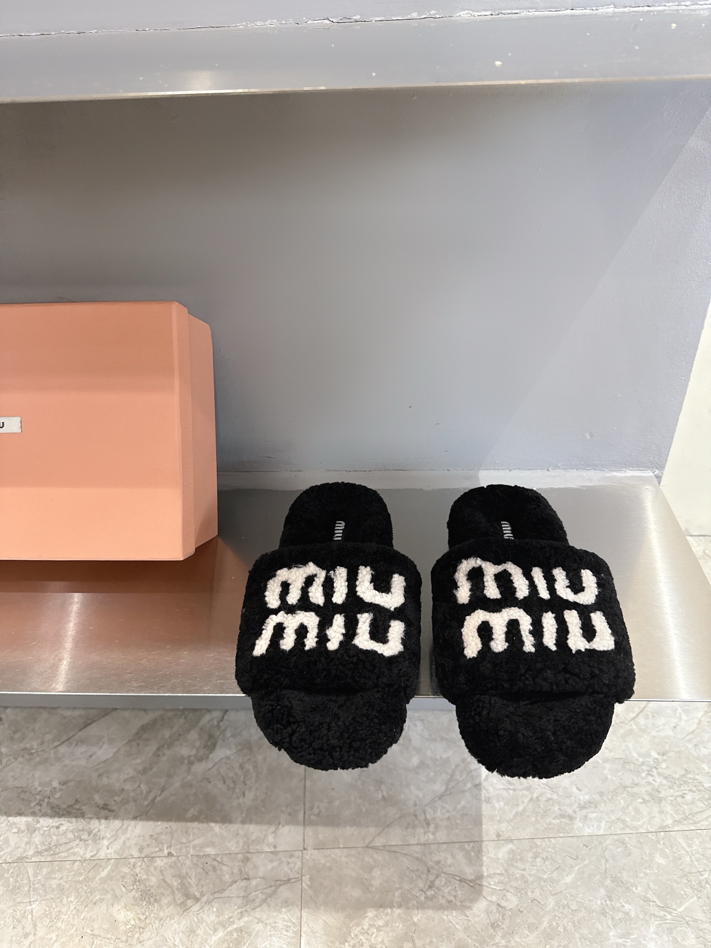 Miu Miu Genuine Lambswool Flat Slippers - Comfortable & Stylish Fall/Winter Shoes