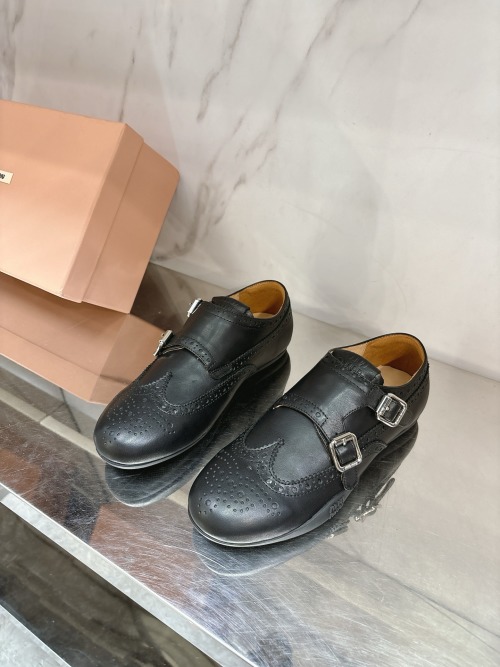 Miu Miu Women's Leather Monk Strap Oxford Shoes, Black, Sizes 35-39 1 Miu Miu Women's Leather Monk Strap Oxford Shoes, Black, Sizes 35-39
