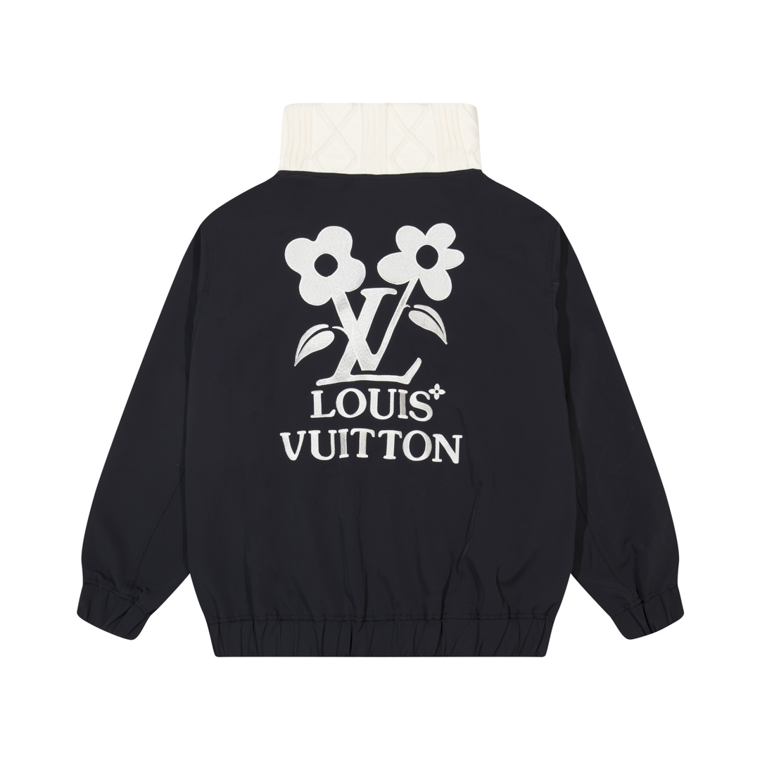 LouisVuitton/路易威登24新款绞花针织衣领拉链前襟束腰夹克外套本款束腰夹克取材斜纹锦纶标识刺