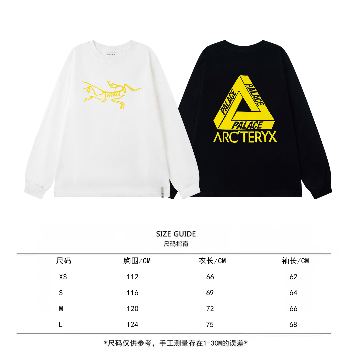 P95 ARC'TERYX 始祖鸟 25款高版本长袖 面料采用300克高密度纯棉 不变形 不缩水 三标齐全 男女同款
工艺：数码印花
颜色：白色 黑色
SIZE：XS-L