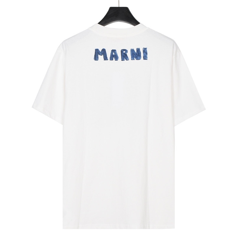 Marni/玛尼 25ss 手绘涂鸦海洋鲸鱼短袖T恤
