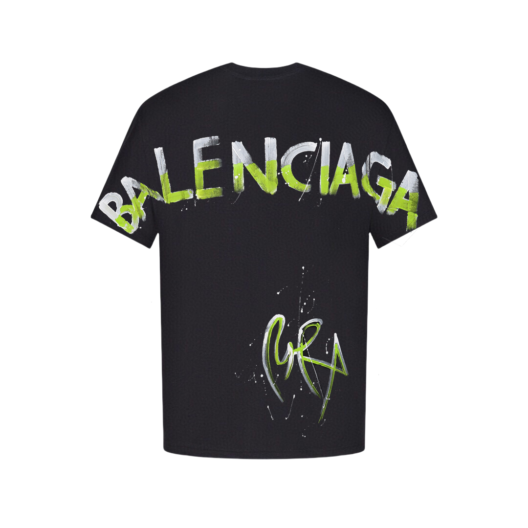 Balenciaga/巴黎世家 手绘泼墨涂鸦Logo短袖T恤