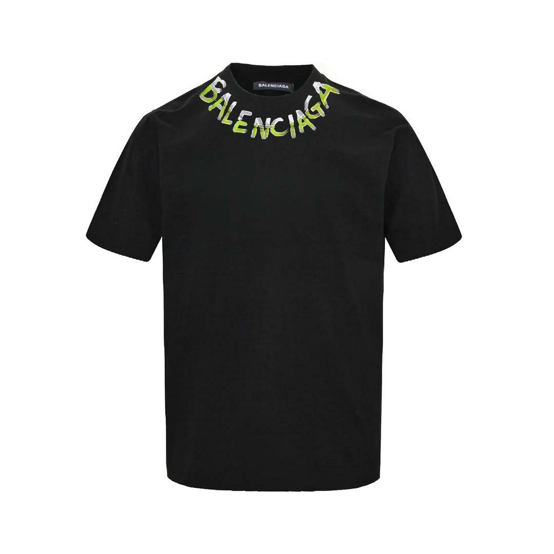 Balenciaga/巴黎世家 手绘泼墨涂鸦Logo短袖T恤