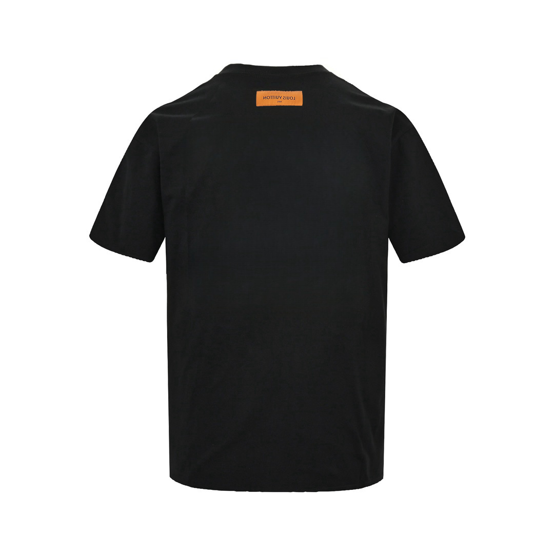 Louis Vuitton/路易威登 三花硅胶印及老花刺绣短袖T恤 白色 黑色