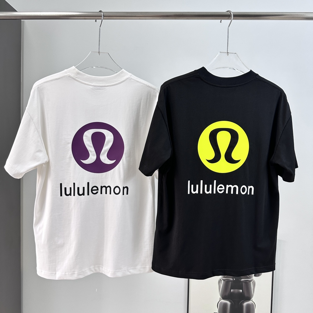 Lululemon｜露露乐蒙 经典硅胶logo字母印花圆领短袖T恤 白色 黑色