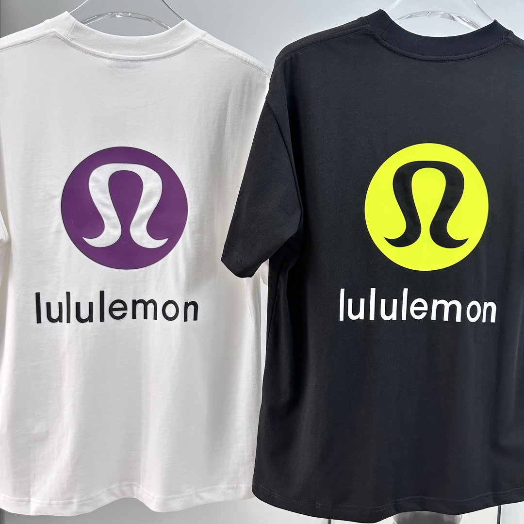 Lululemon｜露露乐蒙 经典硅胶logo字母印花圆领短袖T恤 白色 黑色