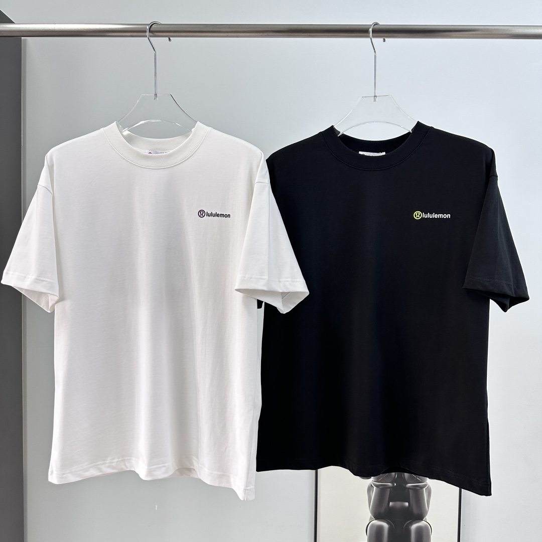 Lululemon｜露露乐蒙 经典硅胶logo字母印花圆领短袖T恤 白色 黑色